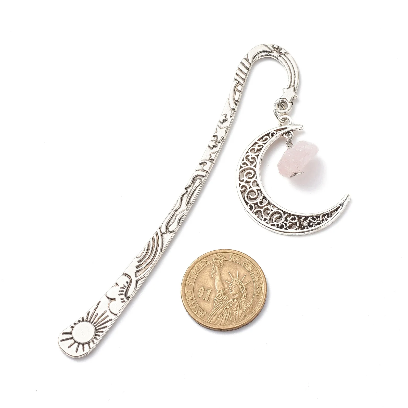 1 Piece Moon Stone Class Learning School Artificial Crystal Alloy Retro Bookmark display picture 5
