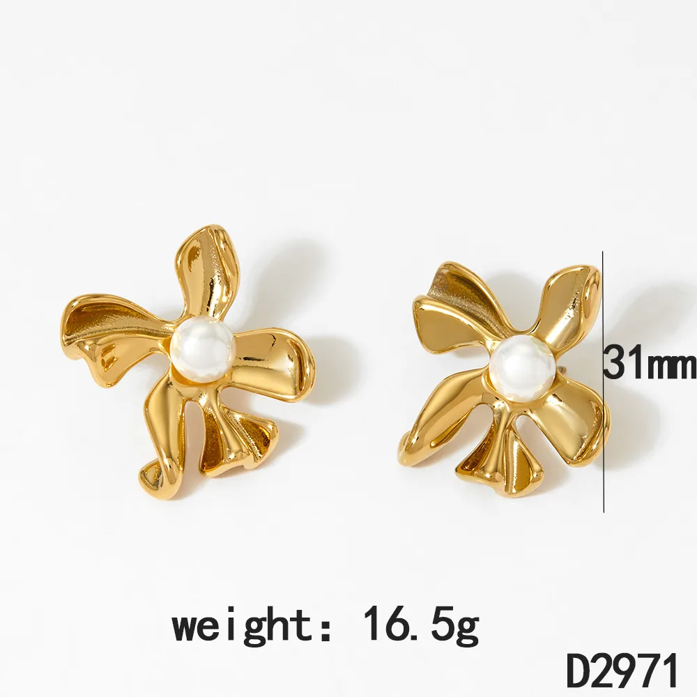 IG Style Flower 304 Stainless Steel 16K Gold Plated White Gold Plated Women's Rings Earrings Necklace display picture 3