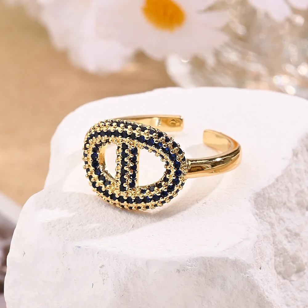 Casual Modern Style Simple Style Coffee Beans Round Horseshoe Buckle Copper Handmade Polishing Inlay Zircon 18K Gold Plated Women's Open Rings display picture 4