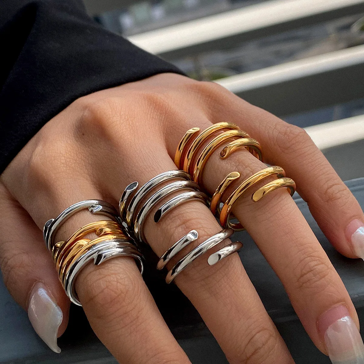 Basic Simple Style Commute Geometric 316 Stainless Steel  Women's Rings display picture 1