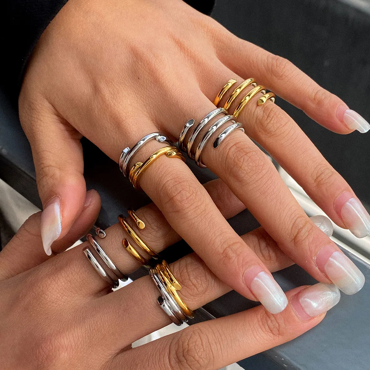 Basic Simple Style Commute Geometric 316 Stainless Steel  Women's Rings display picture 2