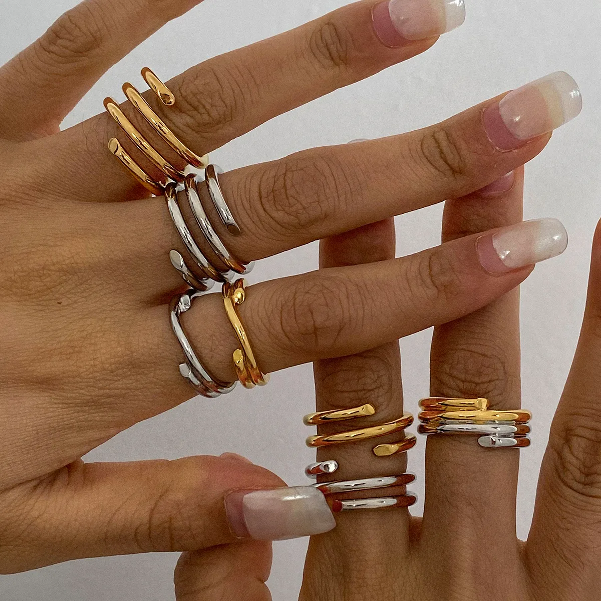 Basic Simple Style Commute Geometric 316 Stainless Steel  Women's Rings display picture 3