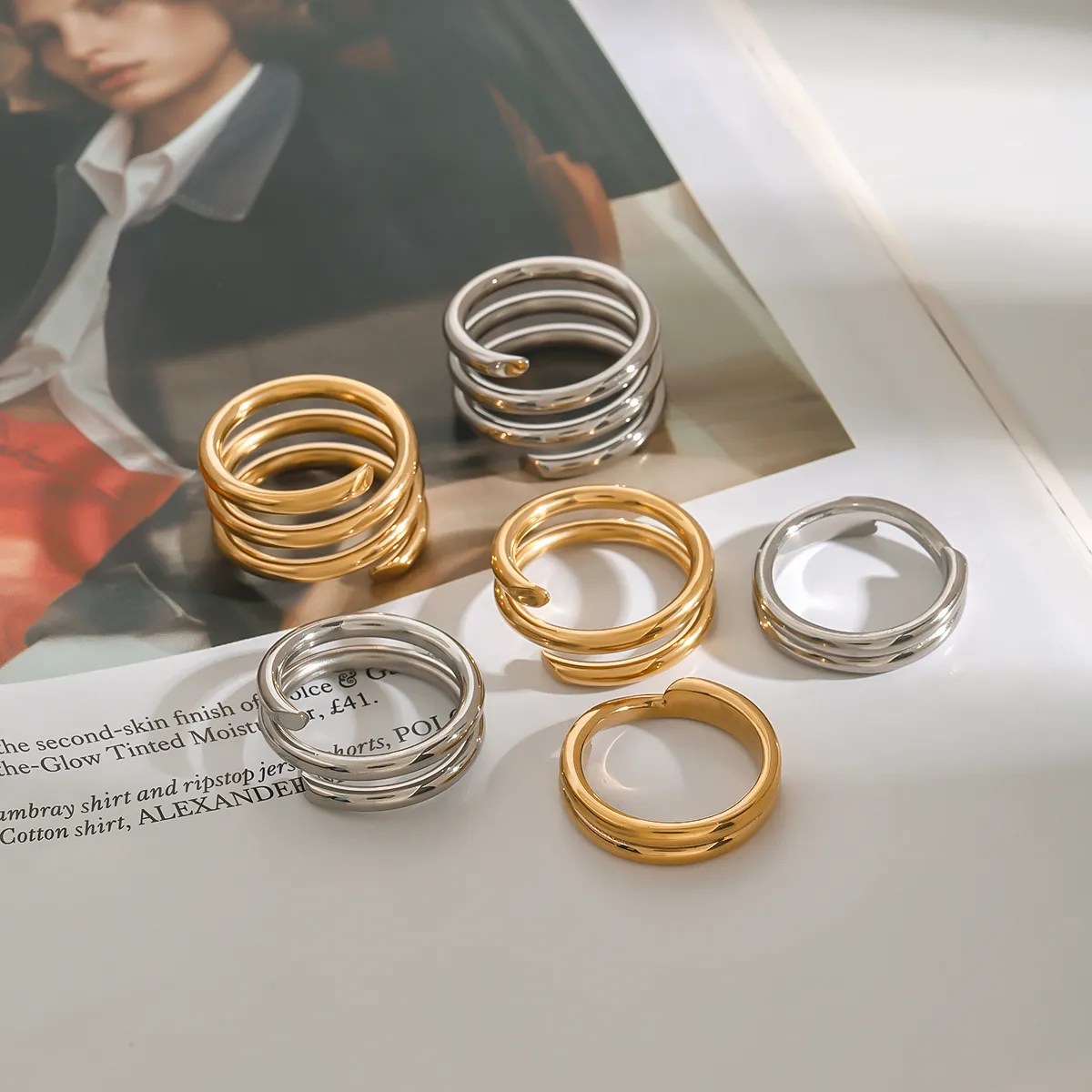 Basic Simple Style Commute Geometric 316 Stainless Steel  Women's Rings display picture 4