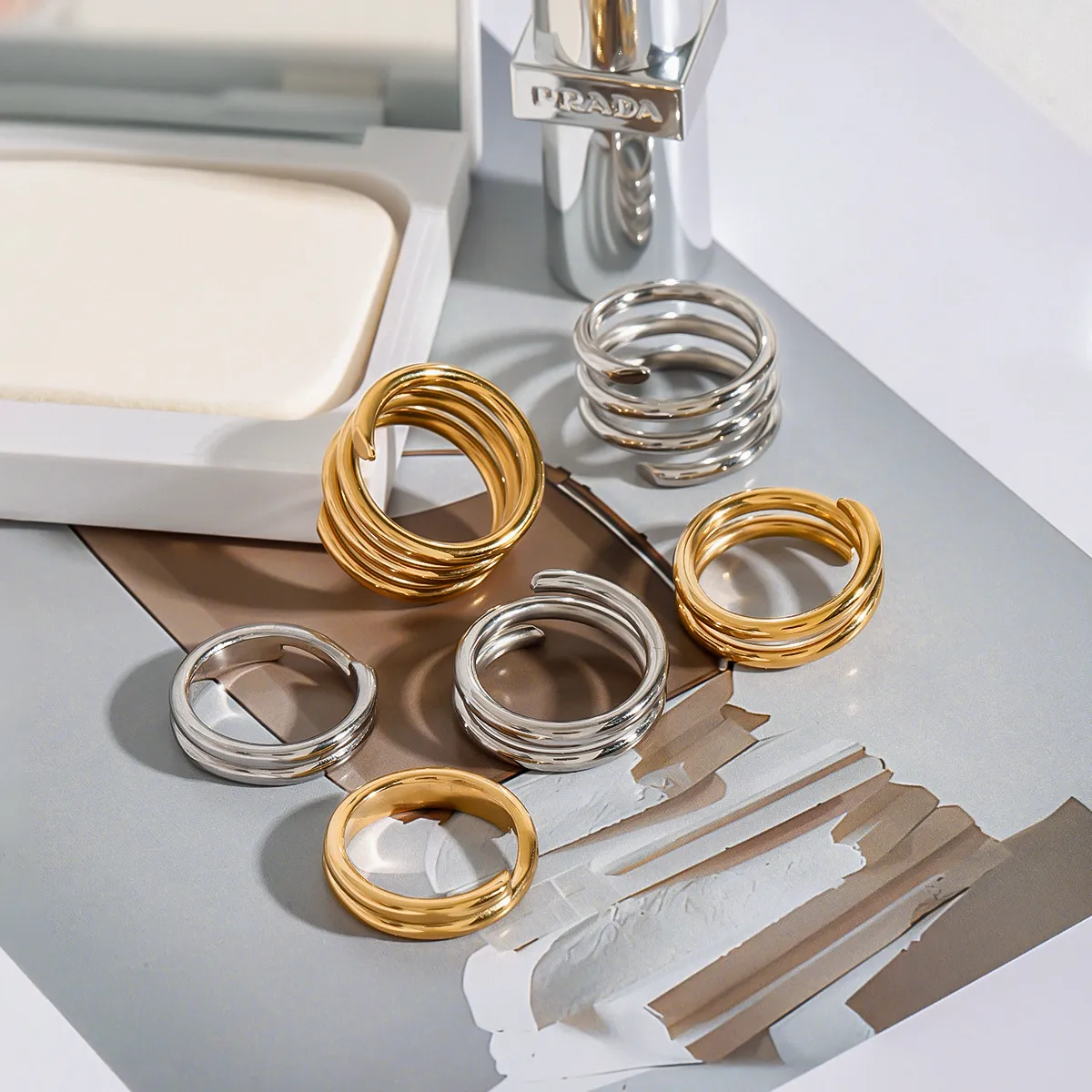 Basic Simple Style Commute Geometric 316 Stainless Steel  Women's Rings display picture 6