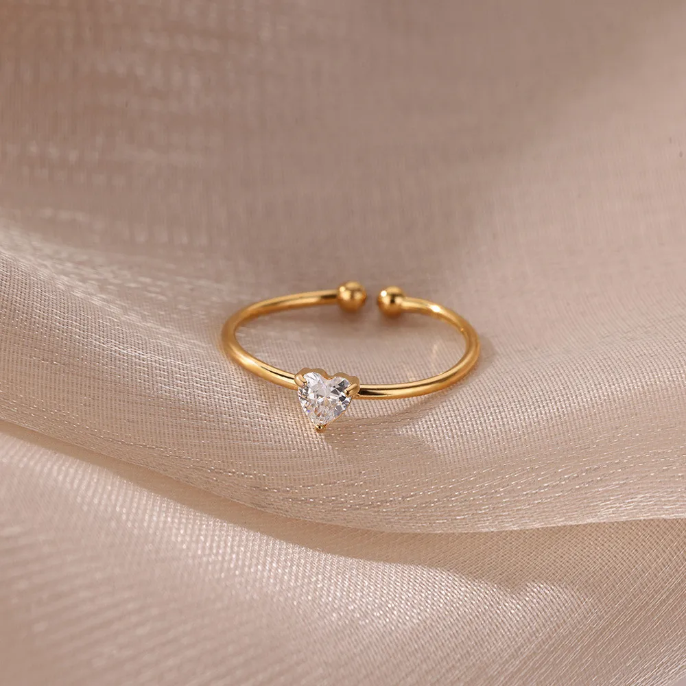 Simple Style Heart Shape 304 Stainless Steel Women's Open Rings display picture 15