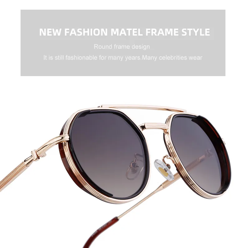 Simple Style Solid Color Pc Tinted Lenses Round Frame Full Frame Glasses display picture 3