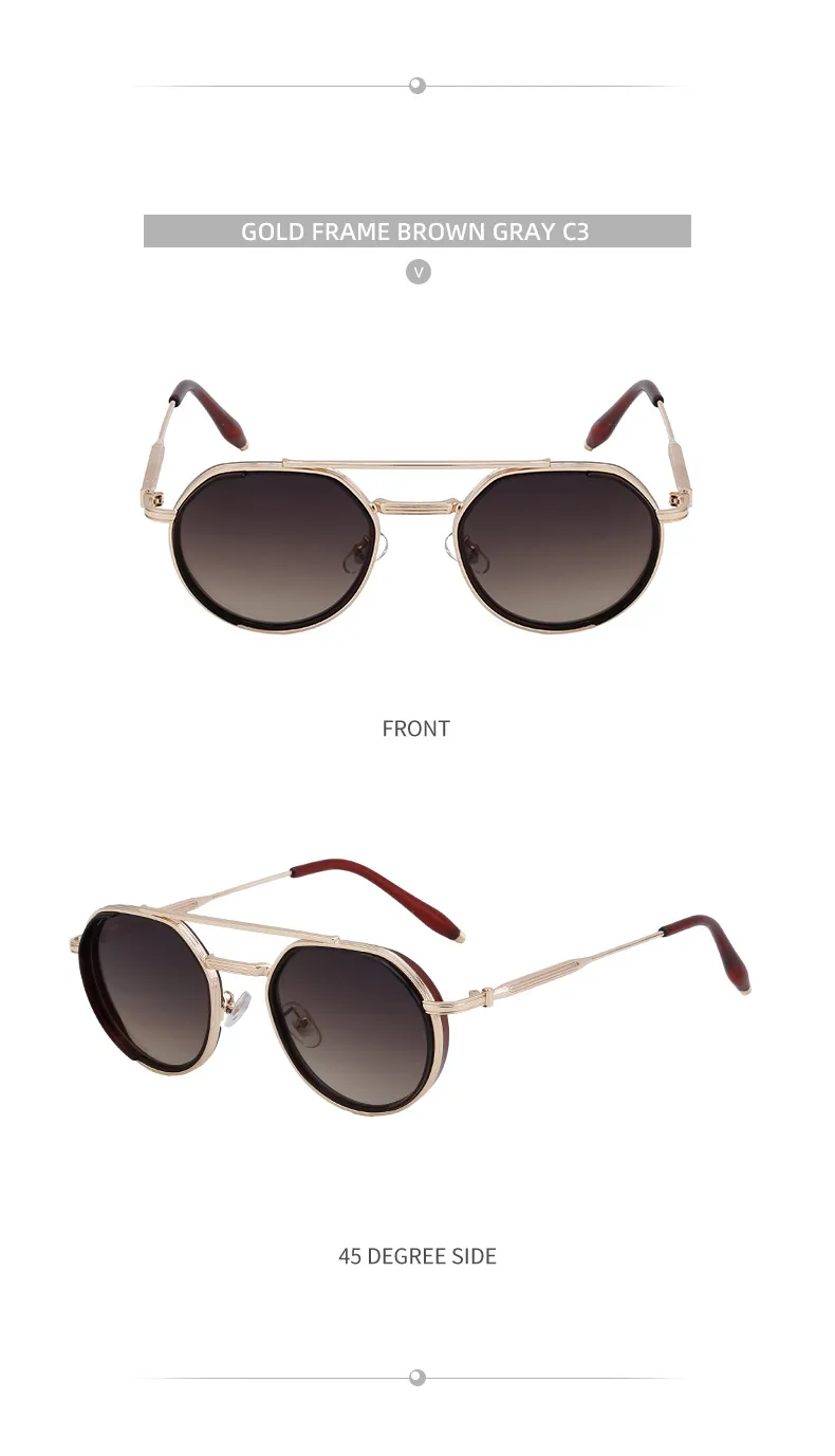 Simple Style Solid Color Pc Tinted Lenses Round Frame Full Frame Glasses display picture 12