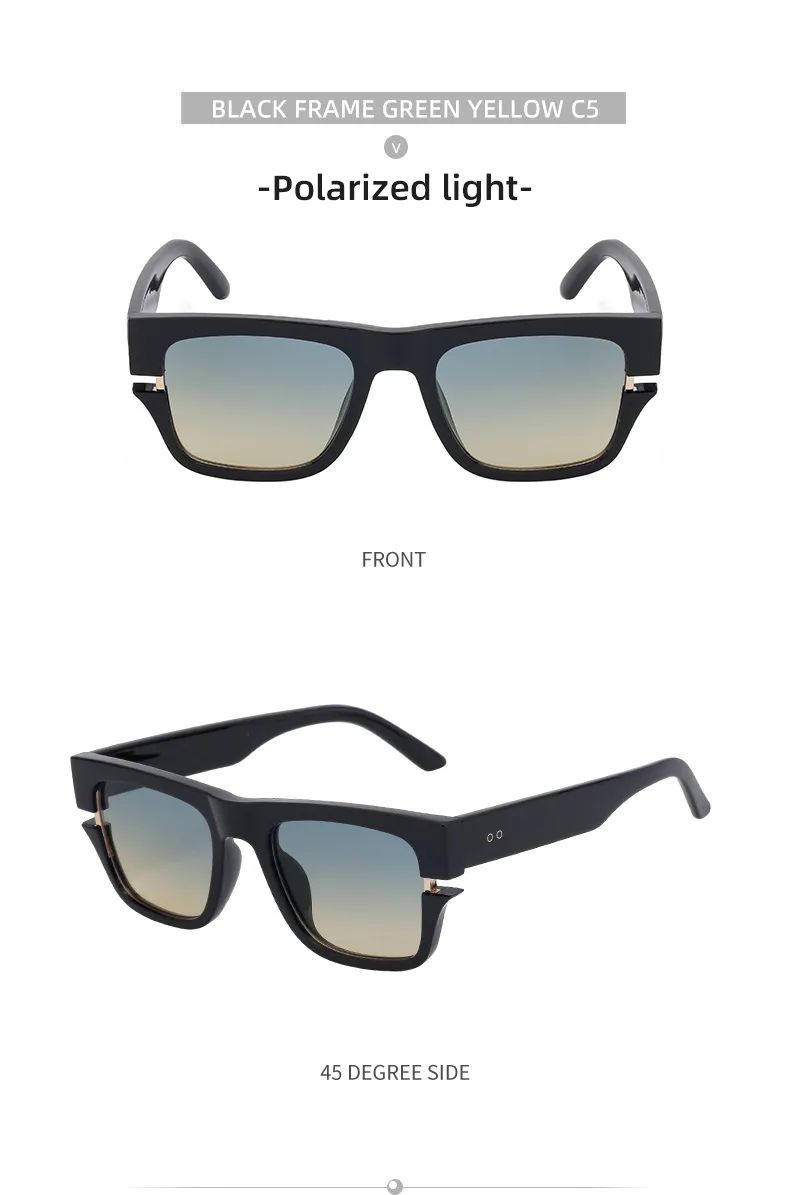 Vacation Solid Color Tac Gradient Tinted Lenses Square Full Frame Glasses display picture 13