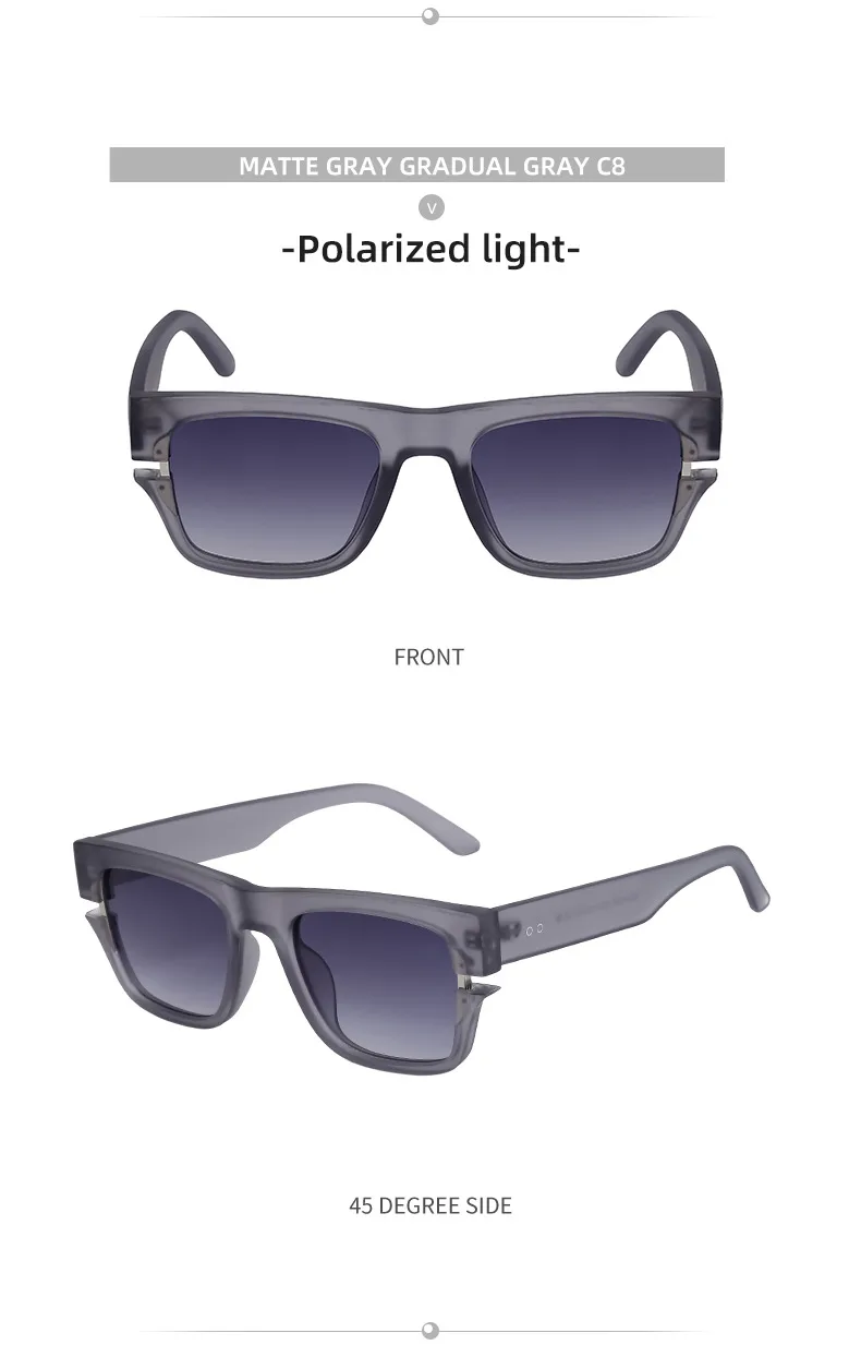 Vacation Solid Color Tac Gradient Tinted Lenses Square Full Frame Glasses display picture 16
