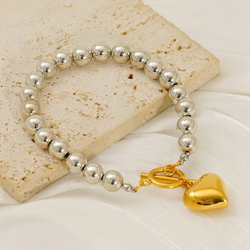 Vacation Classic Style Heart Shape 304 Stainless Steel 18K Gold Plated Women's Bracelets Necklace display picture 5