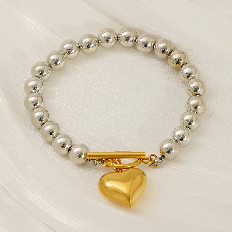 Vacation Classic Style Heart Shape 304 Stainless Steel 18K Gold Plated Women's Bracelets Necklace display picture 4