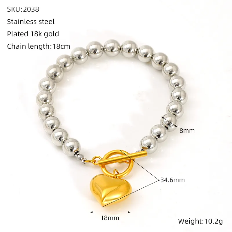 Vacation Classic Style Heart Shape 304 Stainless Steel 18K Gold Plated Women's Bracelets Necklace display picture 1