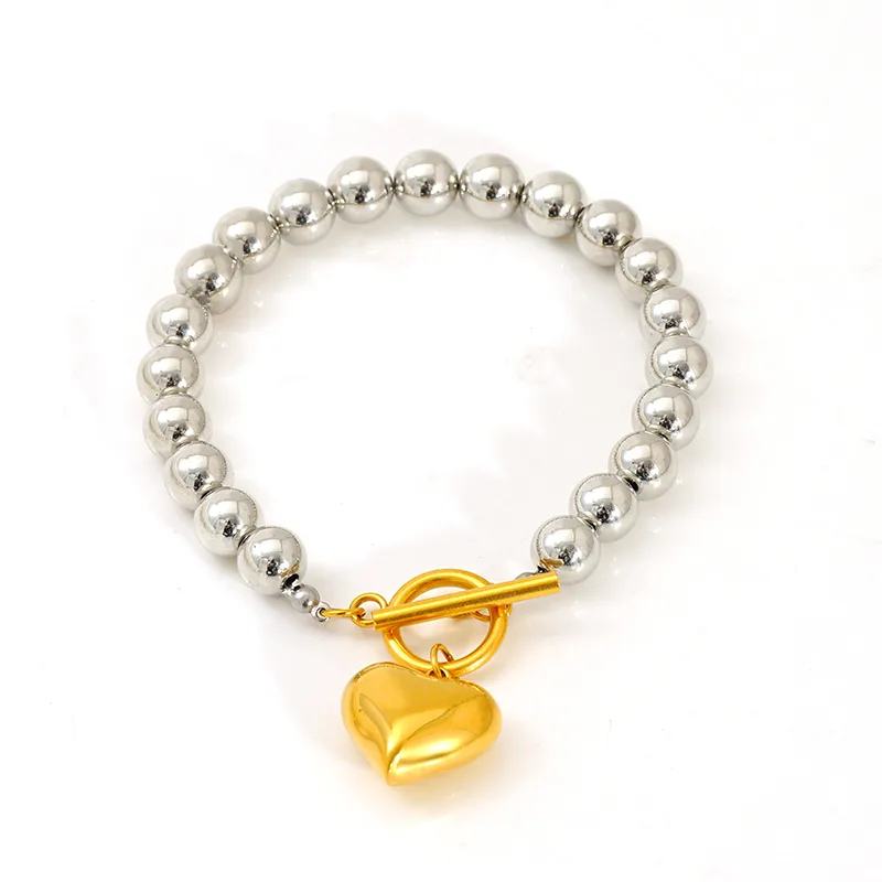 Vacation Classic Style Heart Shape 304 Stainless Steel 18K Gold Plated Women's Bracelets Necklace display picture 7