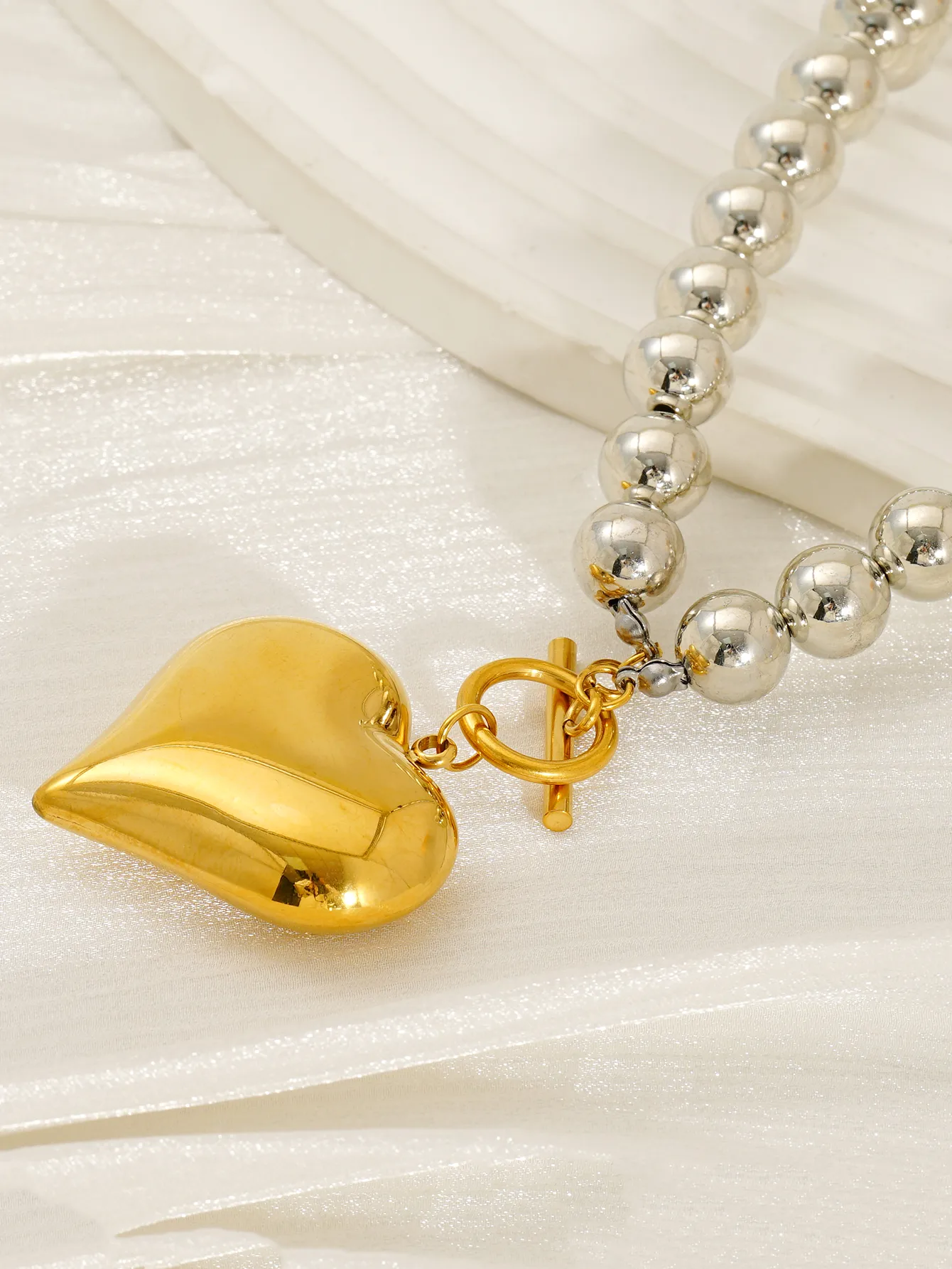 Vacation Classic Style Heart Shape 304 Stainless Steel 18K Gold Plated Women's Bracelets Necklace display picture 14