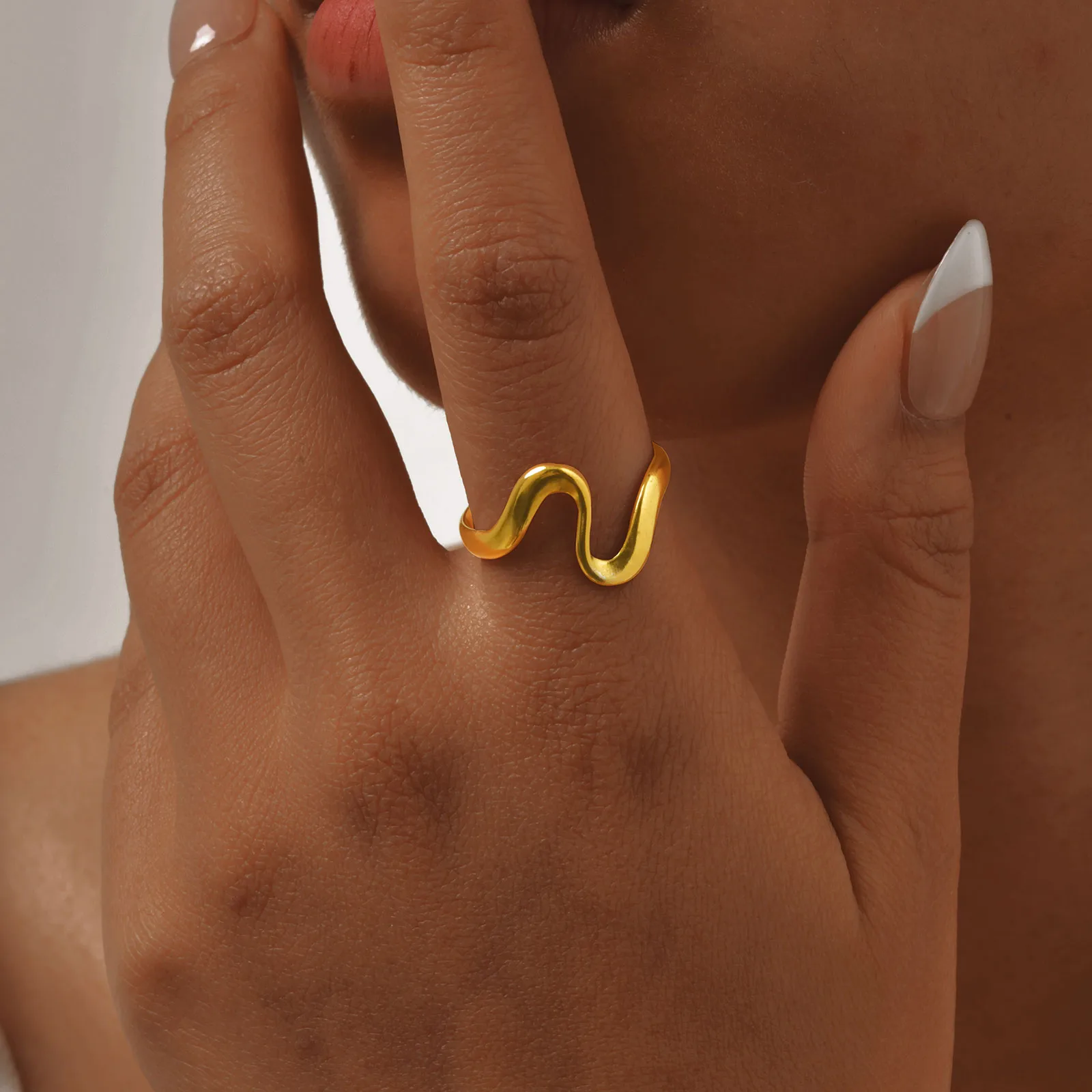 Wholesale Jewelry Basic Simple Style Geometric 201 Stainless Steel 18K Gold Plated Plating Open Rings display picture 5