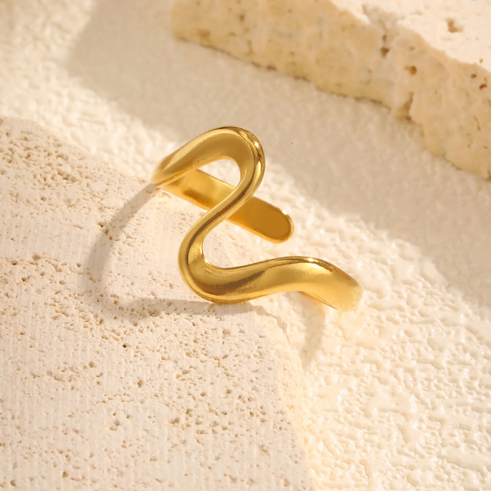Wholesale Jewelry Basic Simple Style Geometric 201 Stainless Steel 18K Gold Plated Plating Open Rings display picture 6