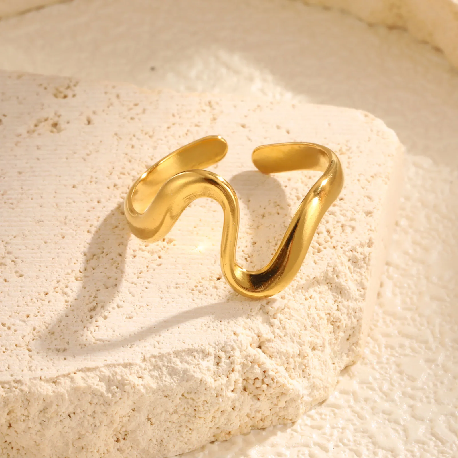 Wholesale Jewelry Basic Simple Style Geometric 201 Stainless Steel 18K Gold Plated Plating Open Rings display picture 8