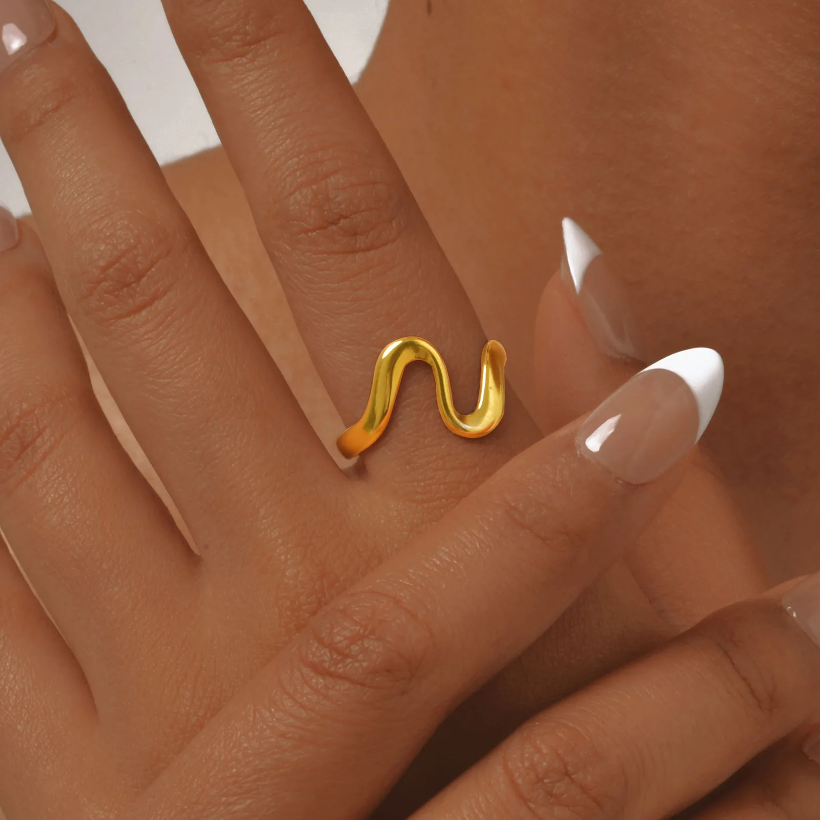 Wholesale Jewelry Basic Simple Style Geometric 201 Stainless Steel 18K Gold Plated Plating Open Rings display picture 4