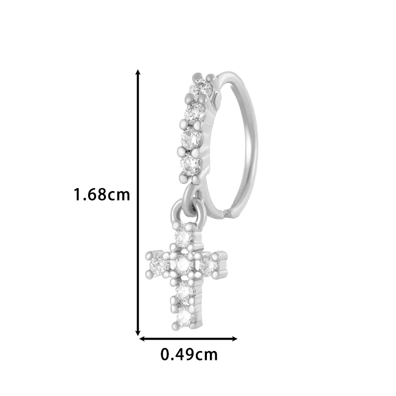 Vacation Simple Style Cross Flower Butterfly Copper Cross Flowers Butterfly Zircon Women's Nose Ring display picture 10