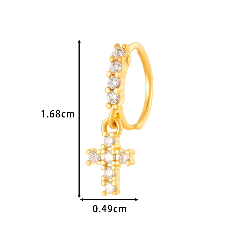 Vacation Simple Style Cross Flower Butterfly Copper Cross Flowers Butterfly Zircon Women's Nose Ring display picture 11