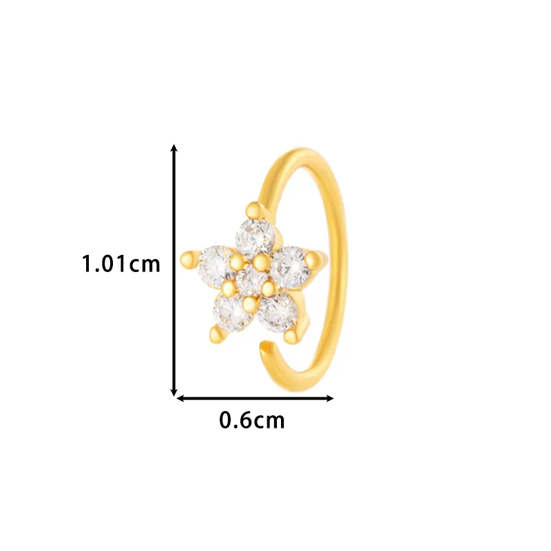 Vacation Simple Style Cross Flower Butterfly Copper Cross Flowers Butterfly Zircon Women's Nose Ring display picture 5