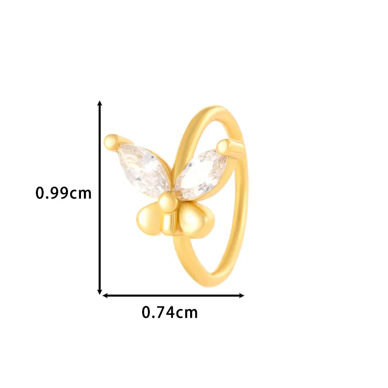 Vacation Simple Style Cross Flower Butterfly Copper Cross Flowers Butterfly Zircon Women's Nose Ring display picture 12