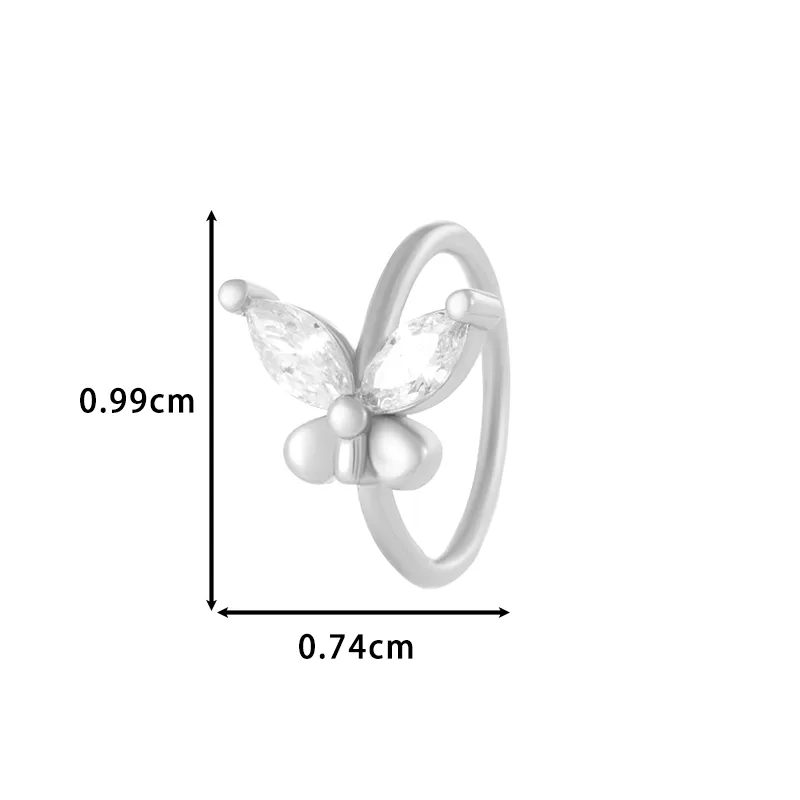 Vacation Simple Style Cross Flower Butterfly Copper Cross Flowers Butterfly Zircon Women's Nose Ring display picture 6