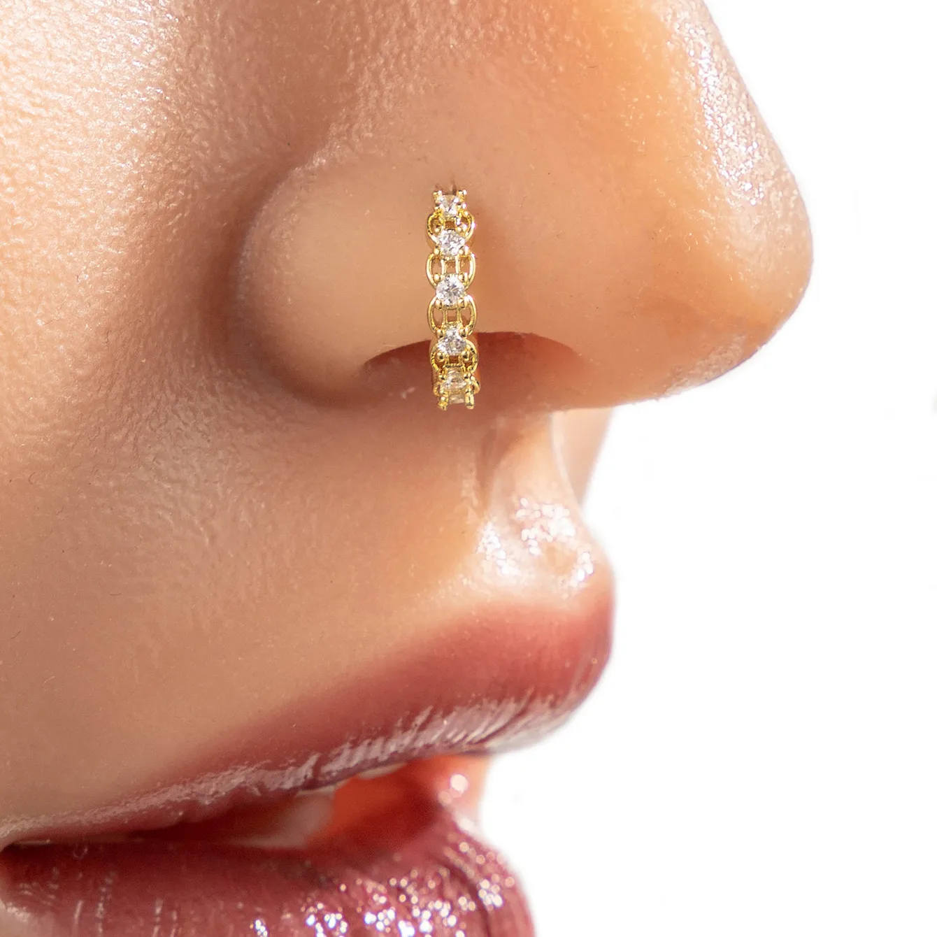 Vacation Simple Style Cross Flower Butterfly Copper Cross Flowers Butterfly Zircon Women's Nose Ring display picture 2