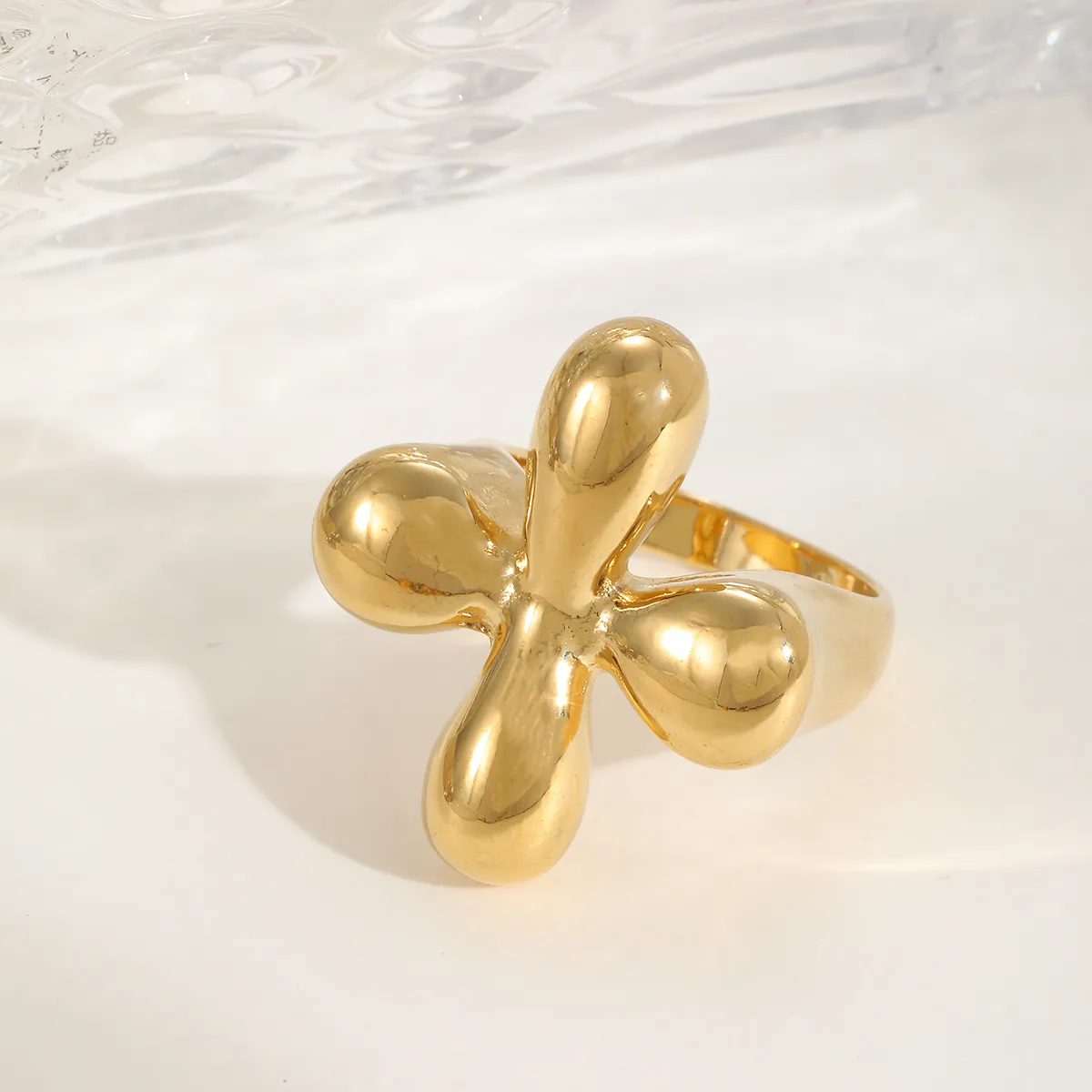 Basic Simple Style Irregular Cross Rectangle 304 Stainless Steel 18K Gold Plated Women's Rings display picture 5