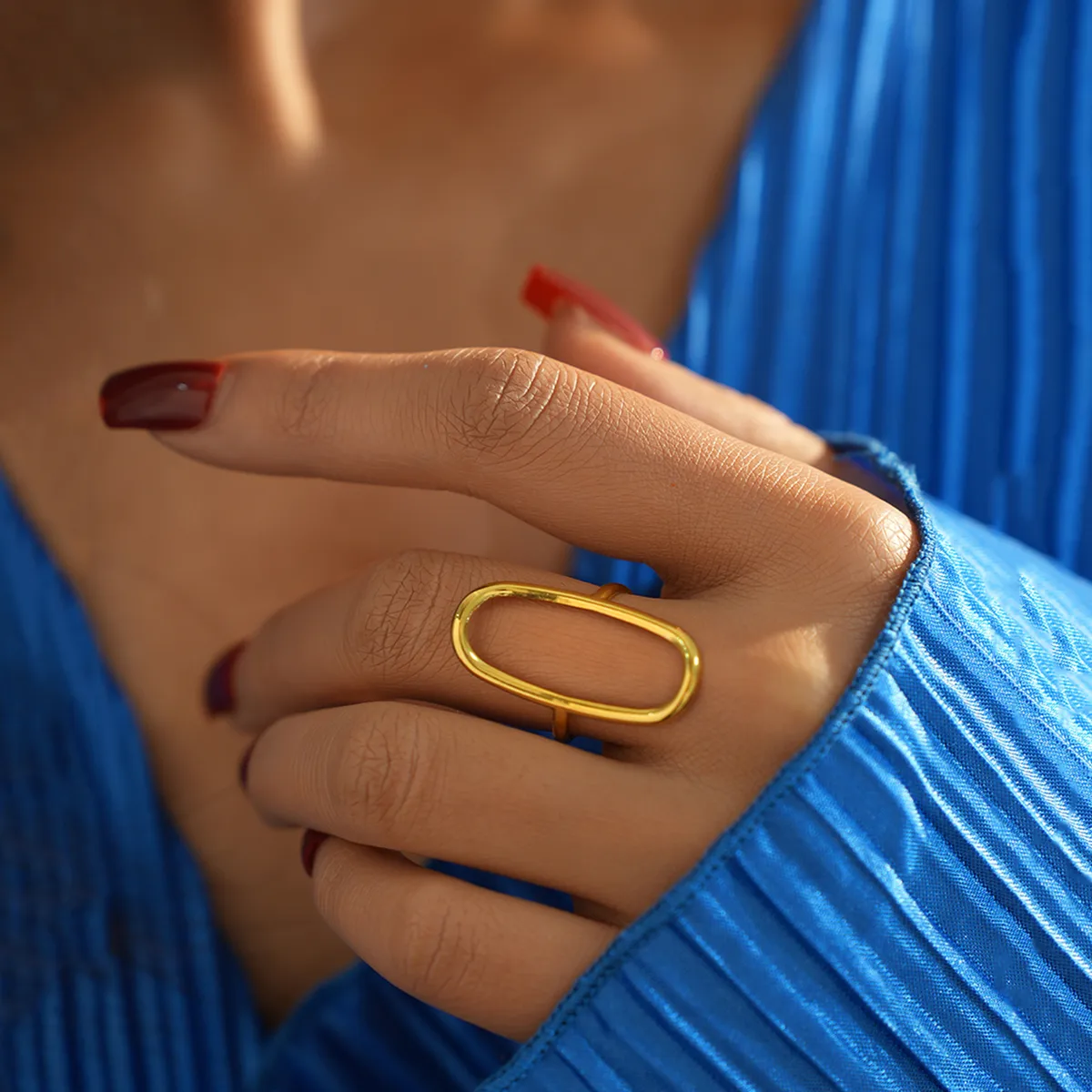 Wholesale Jewelry Elegant Retro Geometric 304 Stainless Steel 18K Gold Plated Open Rings display picture 2