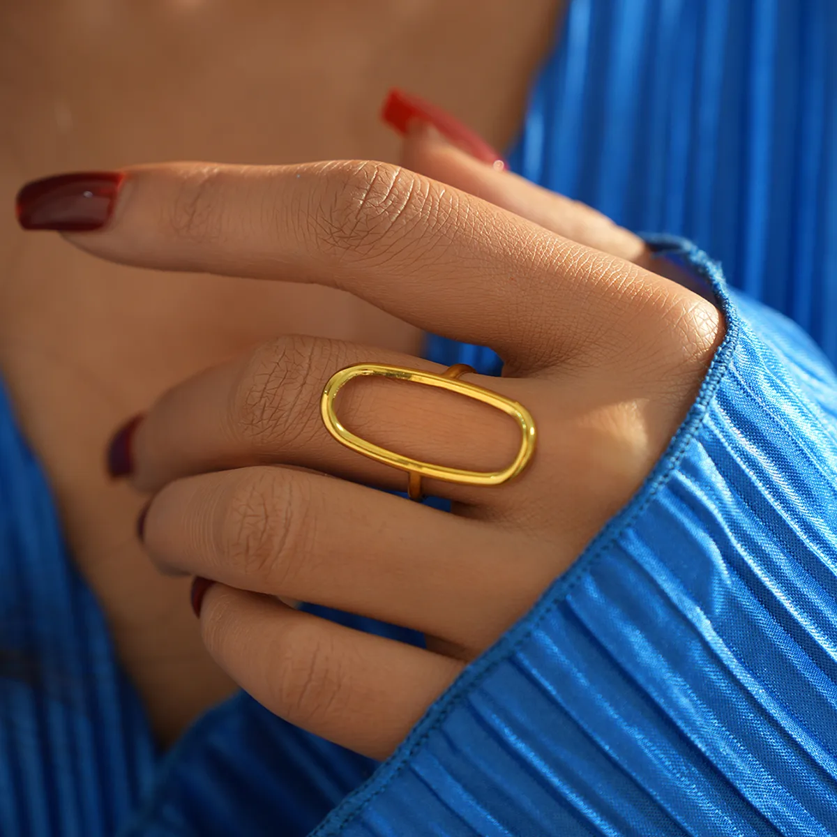 Wholesale Jewelry Elegant Retro Geometric 304 Stainless Steel 18K Gold Plated Open Rings display picture 3