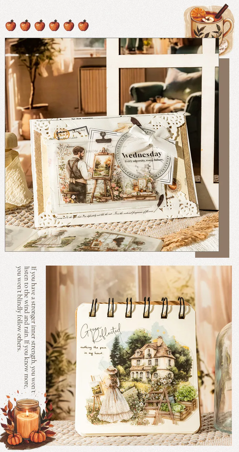 Book Human Plant School Graduation PET Paper Cute Vintage Style Handmade Stickers display picture 1