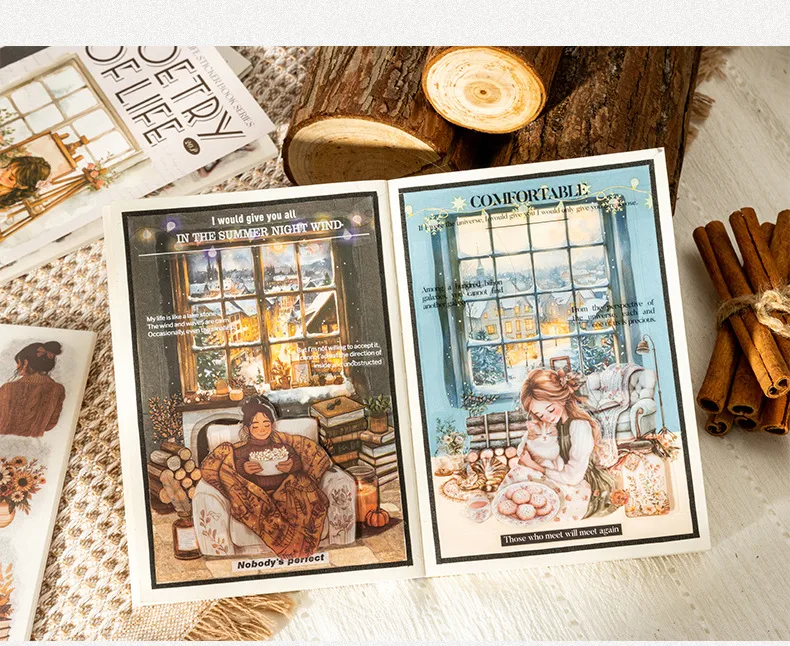 Book Human Plant School Graduation PET Paper Cute Vintage Style Handmade Stickers display picture 2