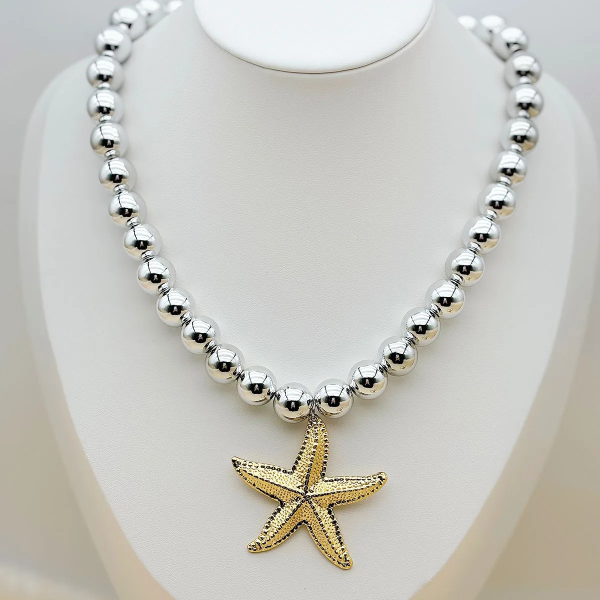 Elegant Vintage Style Starfish Conch Heart Shape 304 Stainless Steel CCB Imitation Pearl Women's Multi Charms Necklace display picture 4