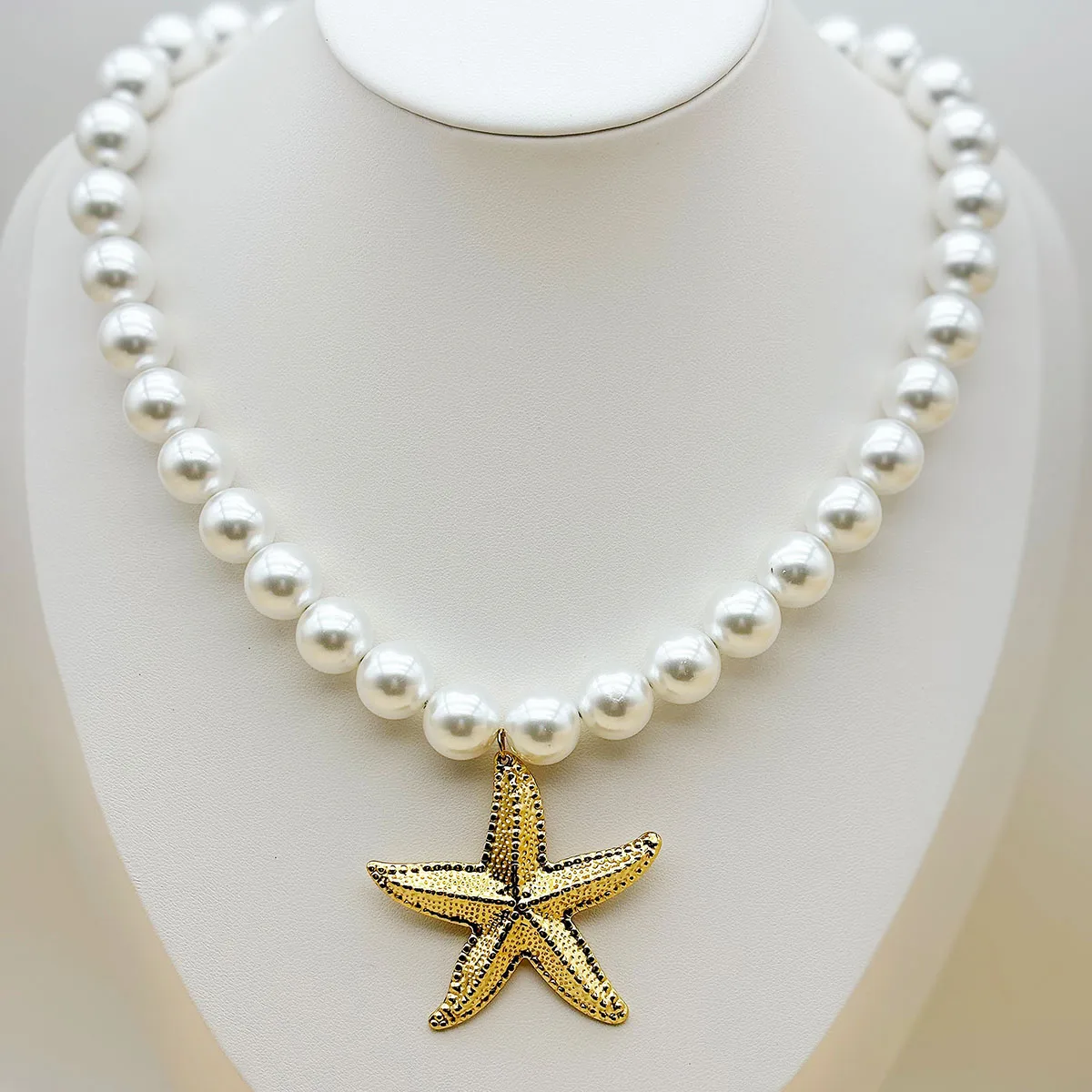 Elegant Vintage Style Starfish Conch Heart Shape 304 Stainless Steel CCB Imitation Pearl Women's Multi Charms Necklace display picture 7