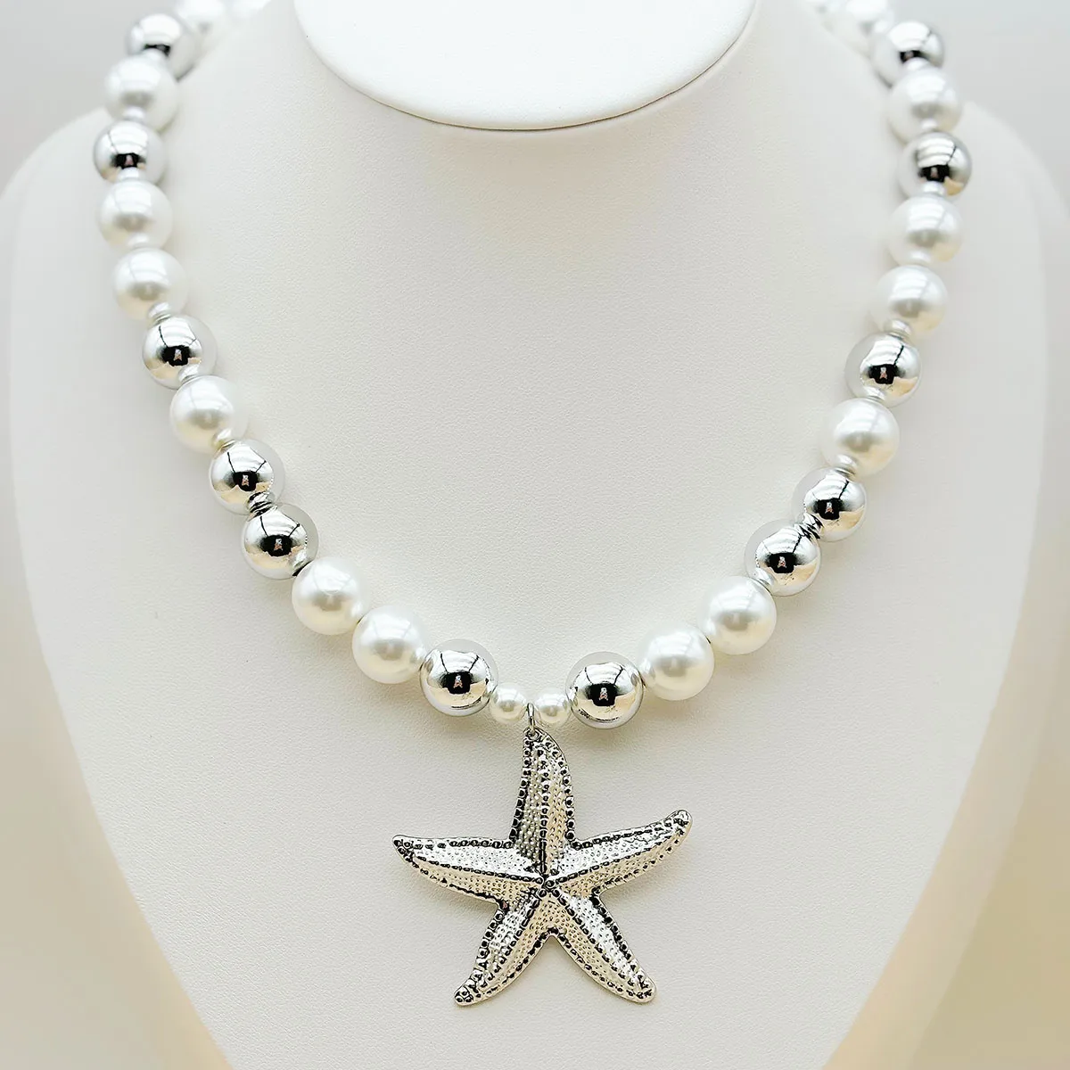 Elegant Vintage Style Starfish Conch Heart Shape 304 Stainless Steel CCB Imitation Pearl Women's Multi Charms Necklace display picture 8