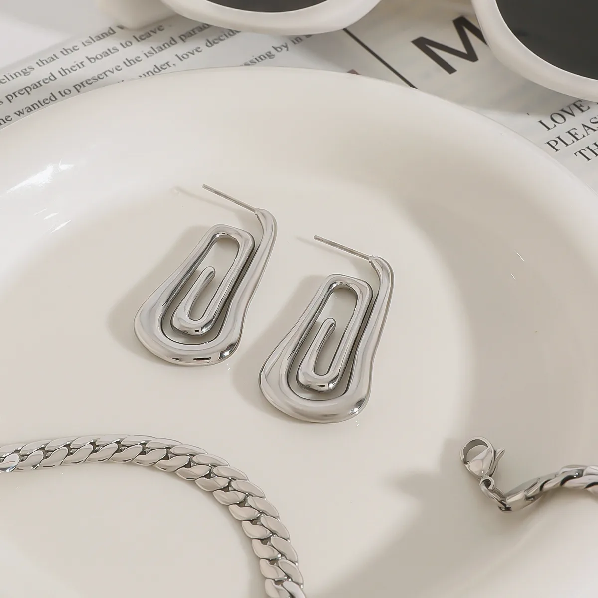 Basic Vacation Simple Style Geometric 316 Stainless Steel  Ear Studs display picture 6