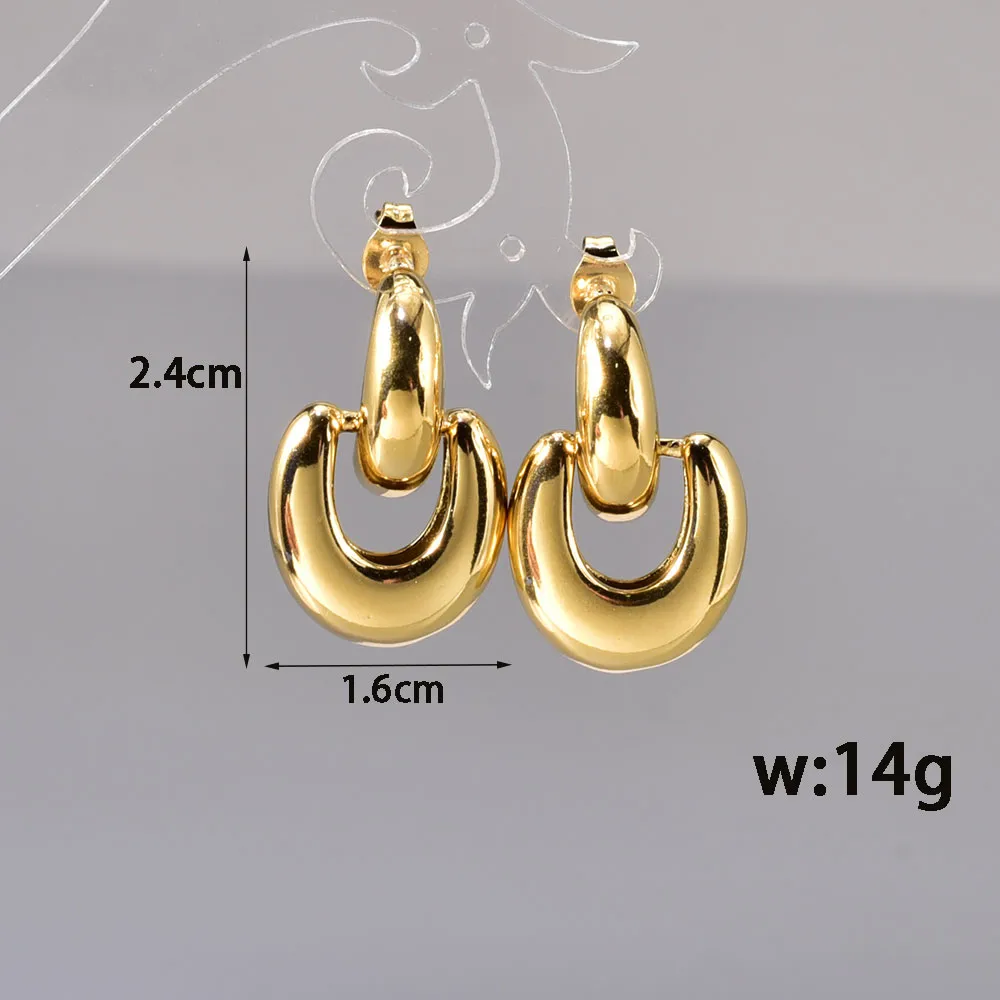 1 Pair Simple Style Solid Color 304 Stainless Steel 18K Gold Plated Ear Studs display picture 1