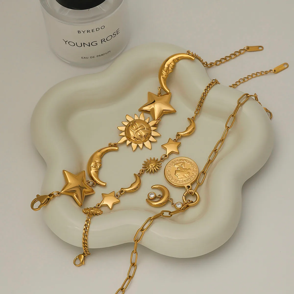 Vacation Simple Style Classic Style Sun Star Moon 316 Stainless Steel  Women's Bracelets display picture 3