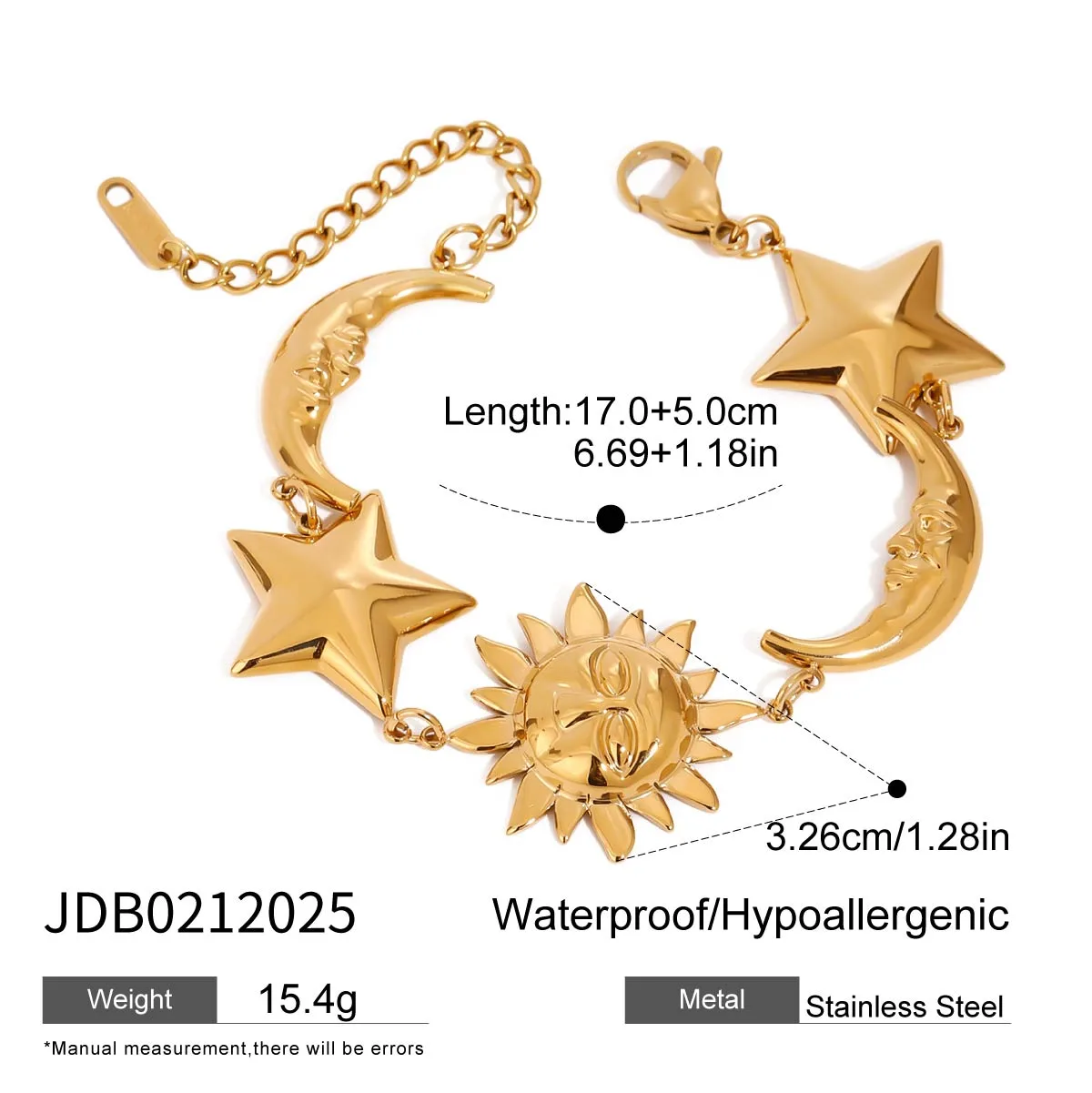 Vacation Simple Style Classic Style Sun Star Moon 316 Stainless Steel  Women's Bracelets display picture 10
