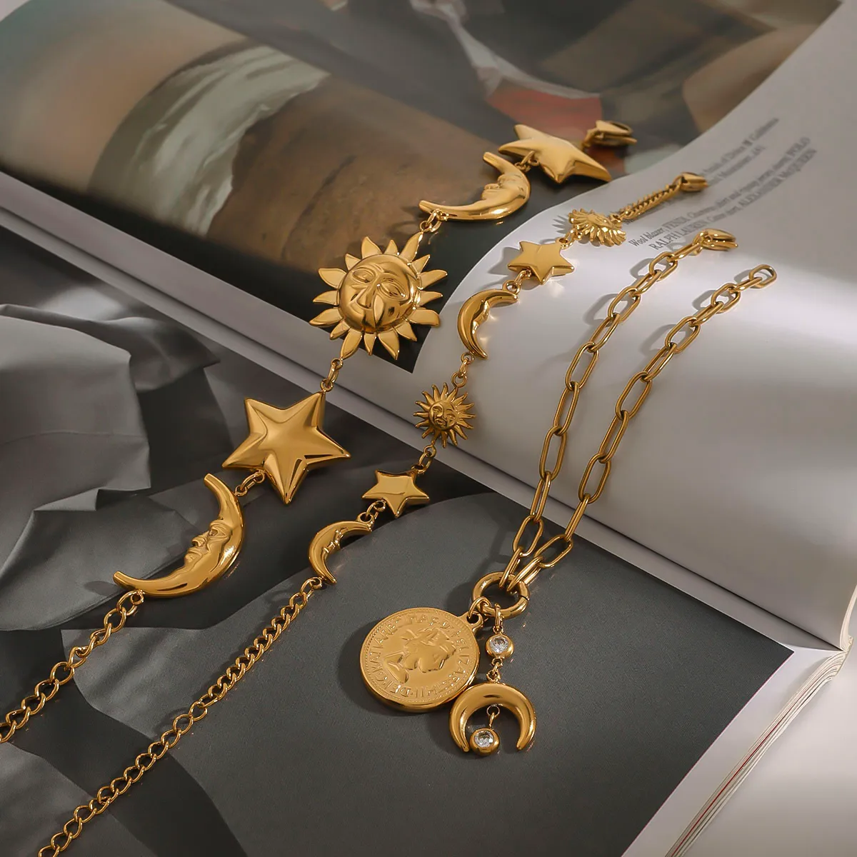 Vacation Simple Style Classic Style Sun Star Moon 316 Stainless Steel  Women's Bracelets display picture 5