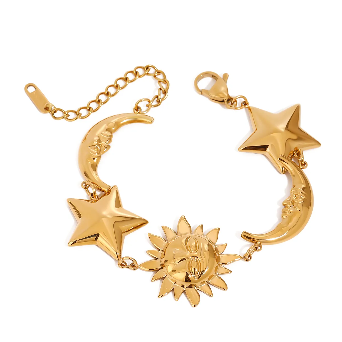 Vacation Simple Style Classic Style Sun Star Moon 316 Stainless Steel  Women's Bracelets display picture 12