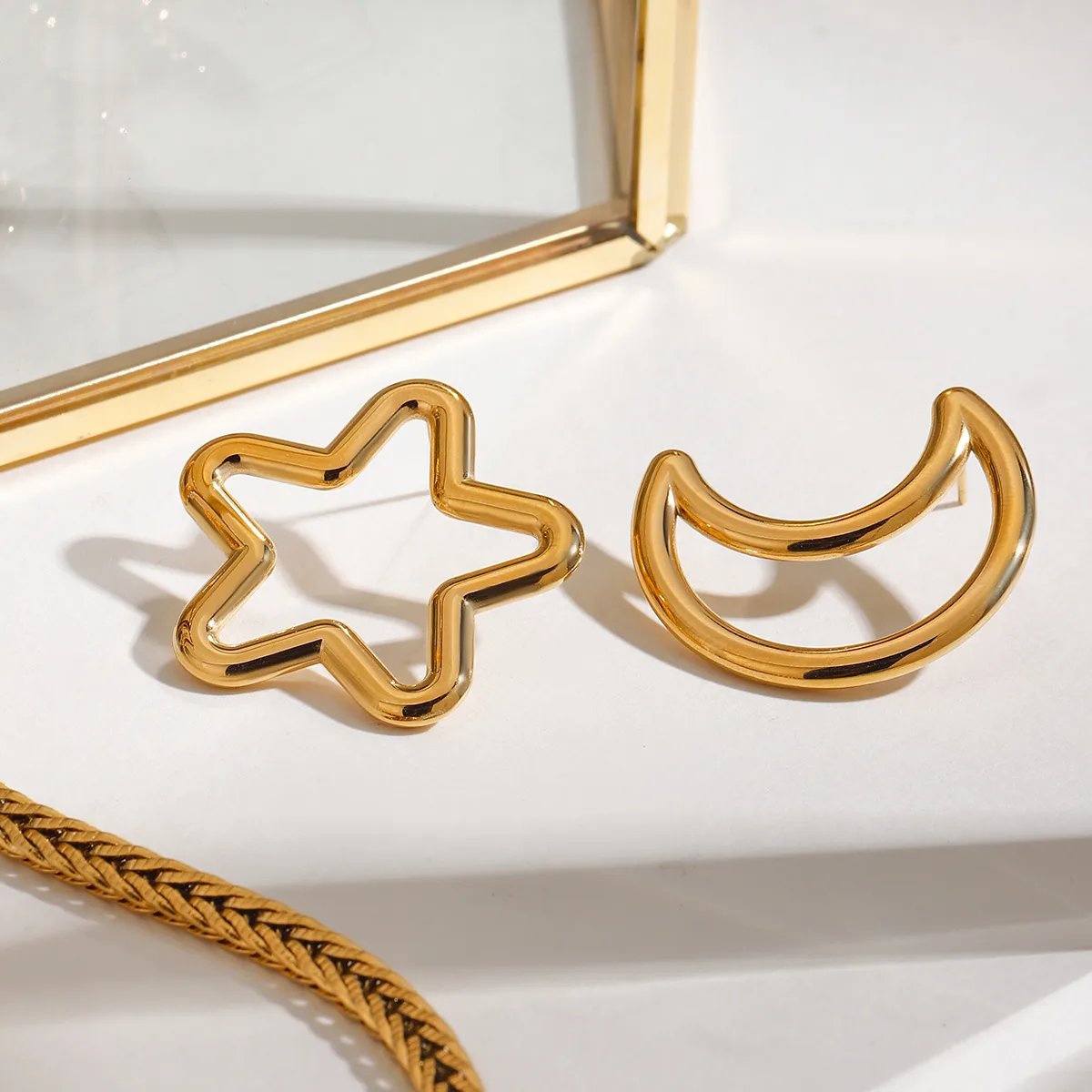 Casual Basic Commute Star Moon 316 Stainless Steel  Ear Studs display picture 3