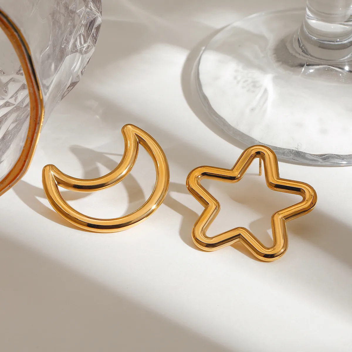 Casual Basic Commute Star Moon 316 Stainless Steel  Ear Studs display picture 4