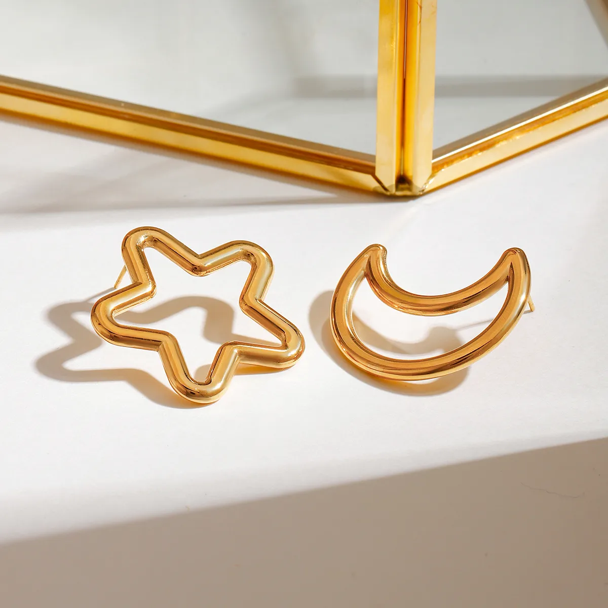 Casual Basic Commute Star Moon 316 Stainless Steel  Ear Studs display picture 6