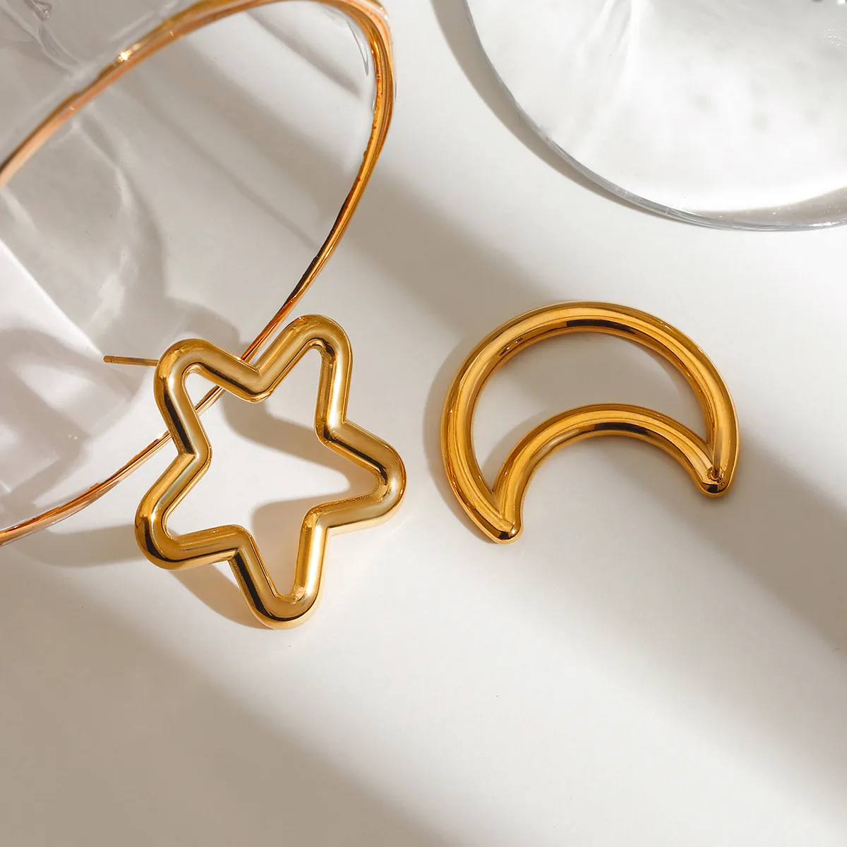 Casual Basic Commute Star Moon 316 Stainless Steel  Ear Studs display picture 7