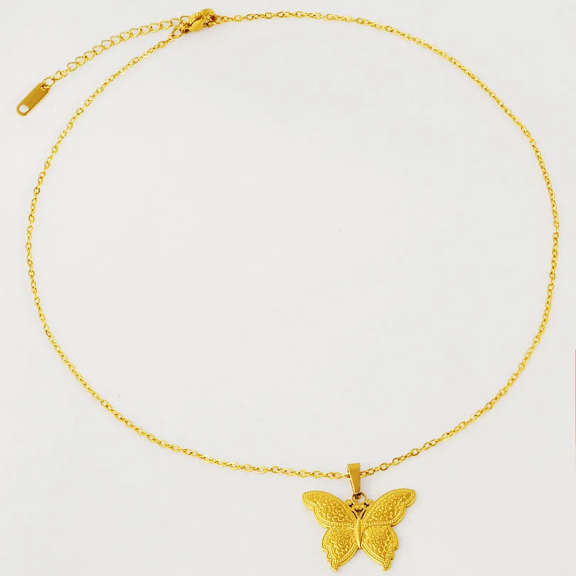 Retro Simple Style Butterfly 304 Stainless Steel Plating 18K Gold Plated Unisex Pendant Necklace display picture 2