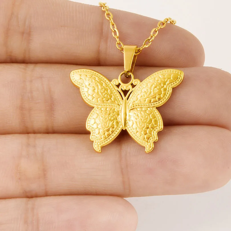 Retro Simple Style Butterfly 304 Stainless Steel Plating 18K Gold Plated Unisex Pendant Necklace display picture 1