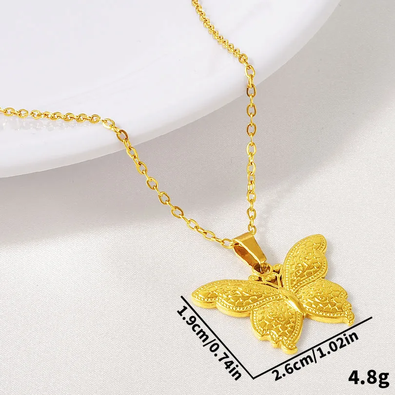 Retro Simple Style Butterfly 304 Stainless Steel Plating 18K Gold Plated Unisex Pendant Necklace display picture 4