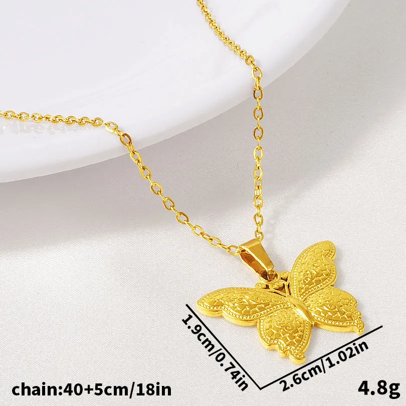 Retro Simple Style Butterfly 304 Stainless Steel Plating 18K Gold Plated Unisex Pendant Necklace display picture 5